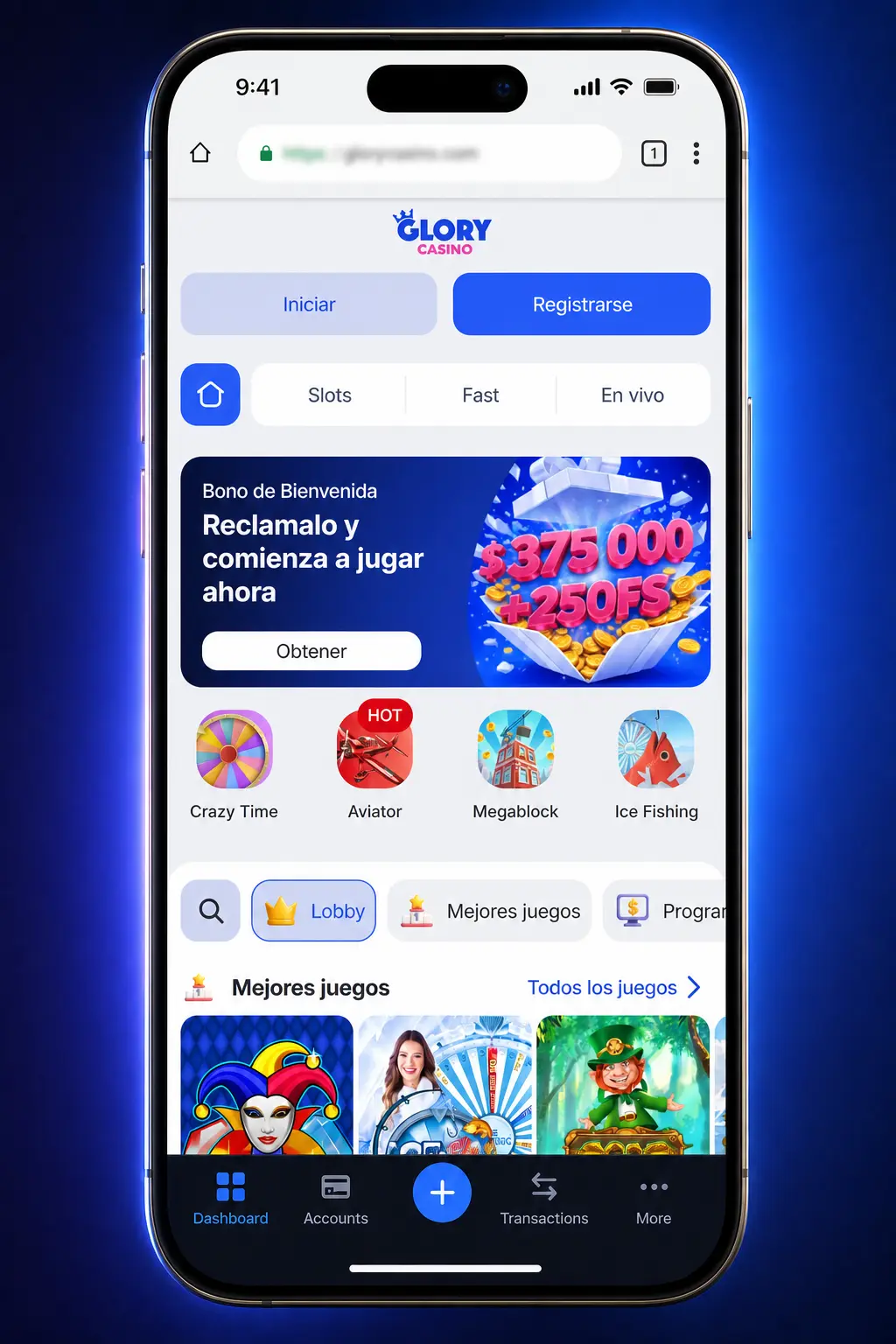 Pasos para descargar e instalar la app de Glory Casino en Android como PWA desde el navegador Chrome